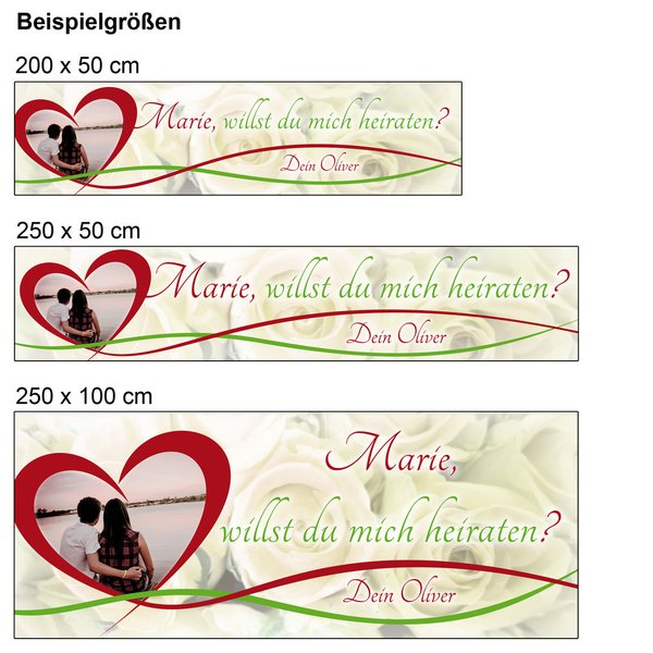 Hochzeitsbanner mit eigenem Foto und Text - Heiratsantrag Plakat - Verschiedene Größen und Motive