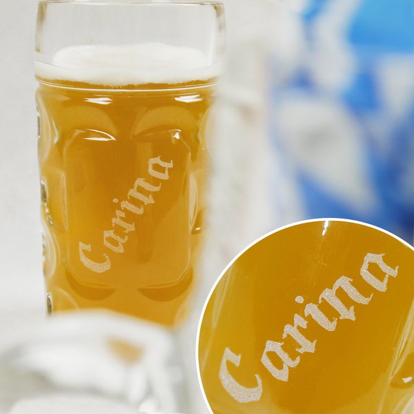 Bierkrug mit individueller Namensgravur 1 Liter Maß Bierglas