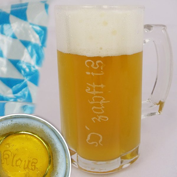 Personalisiertes Bierglas mit Gravur Bierkrug OKTOBERFEST O zapft is!