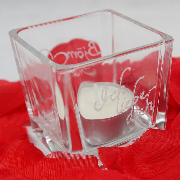 Personalisiertes Teelichtglas mit Wunschgravur Hochzeit Jahrestag